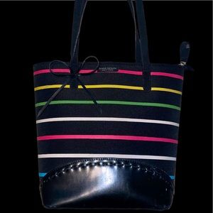 Kate Spade Black Hand Tote with Colored lines!